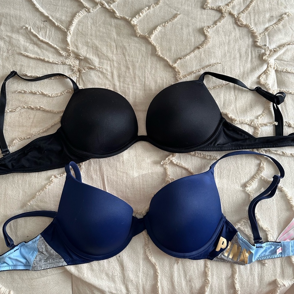 PINK wear every wear push-up (blue) & wear everywhere super push up (black)